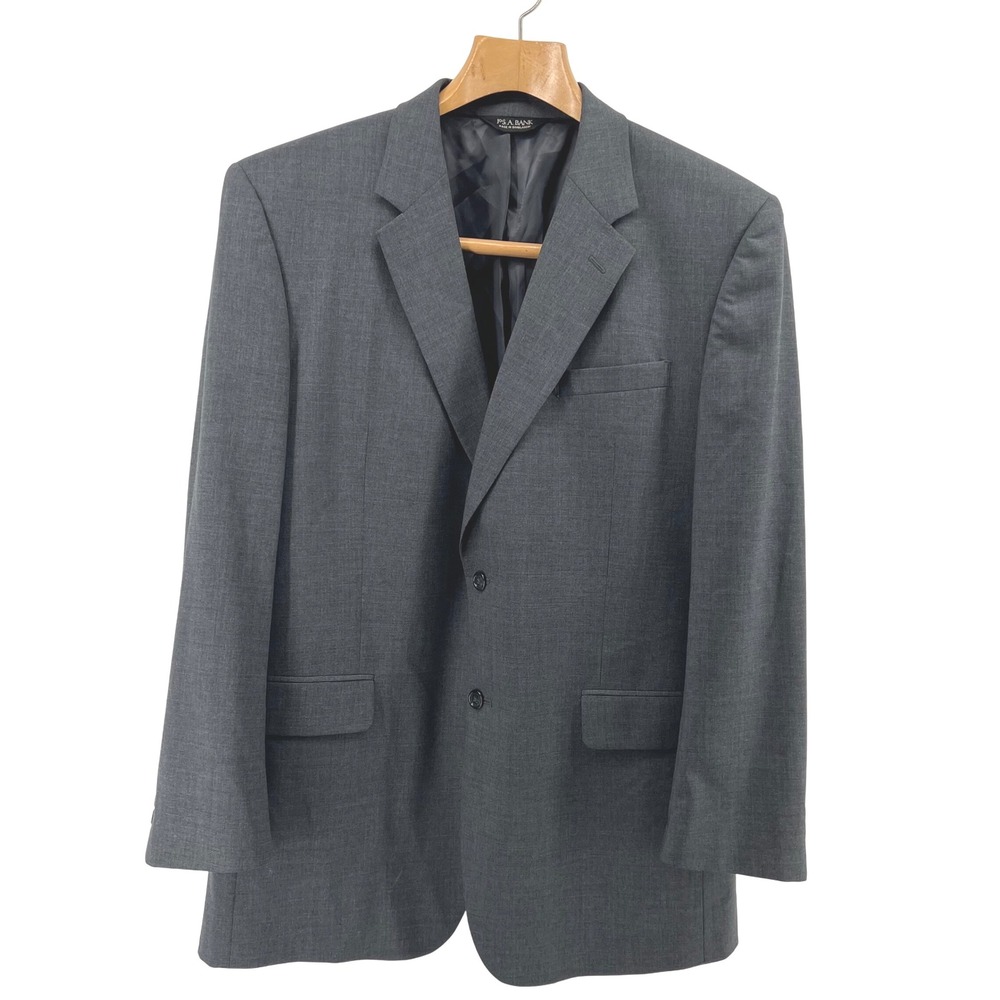 Jos. A. Bank 100% Wool Men's‎ Gray Two Button Blazer Jacket 46 L Business Career - Picture 2 of 9